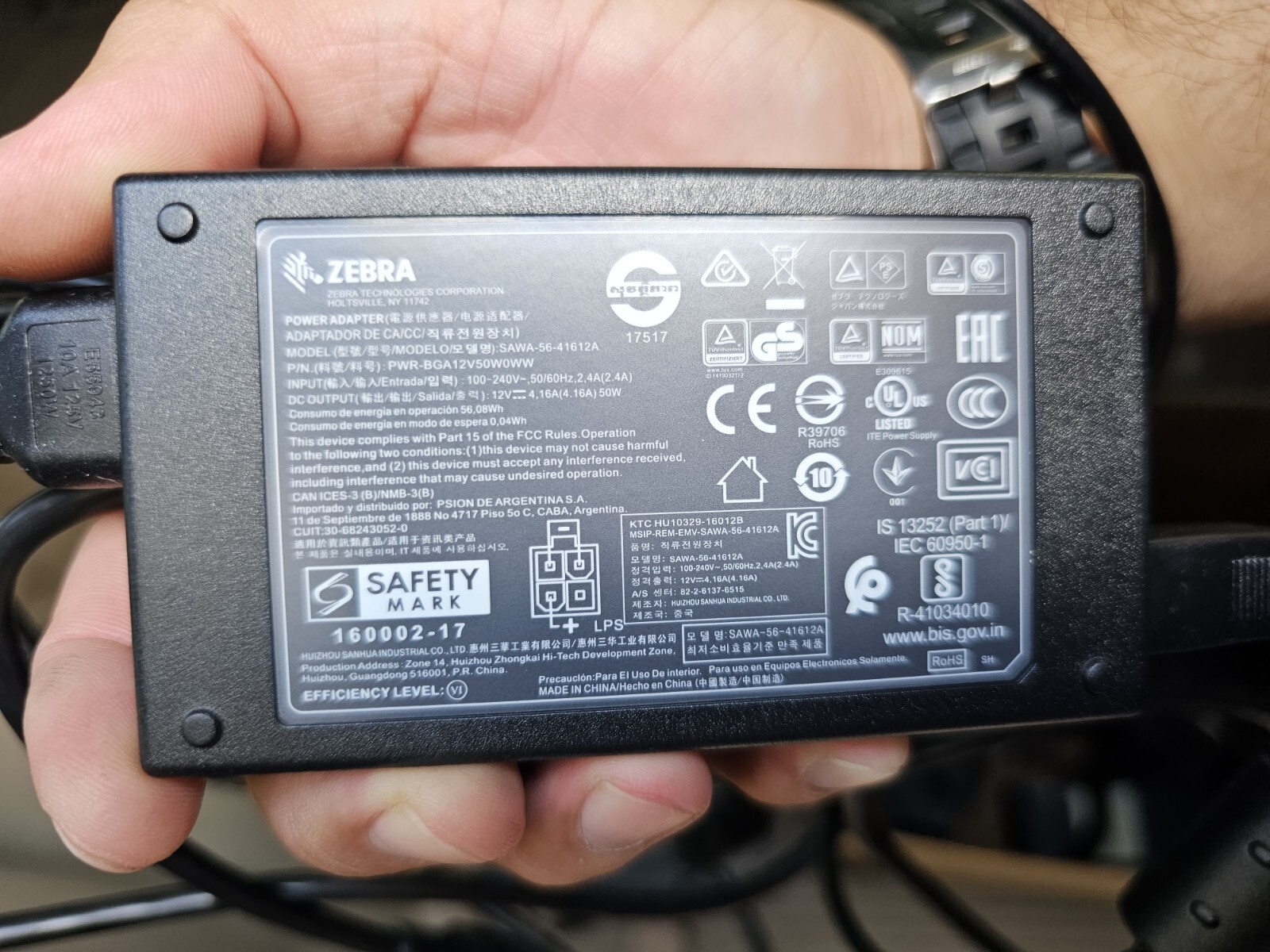 OEM Genuine Zebra Power Adapter PWR-BGA12V50W0WW SAWA-56-41612A 12V 4.16A w/PC
