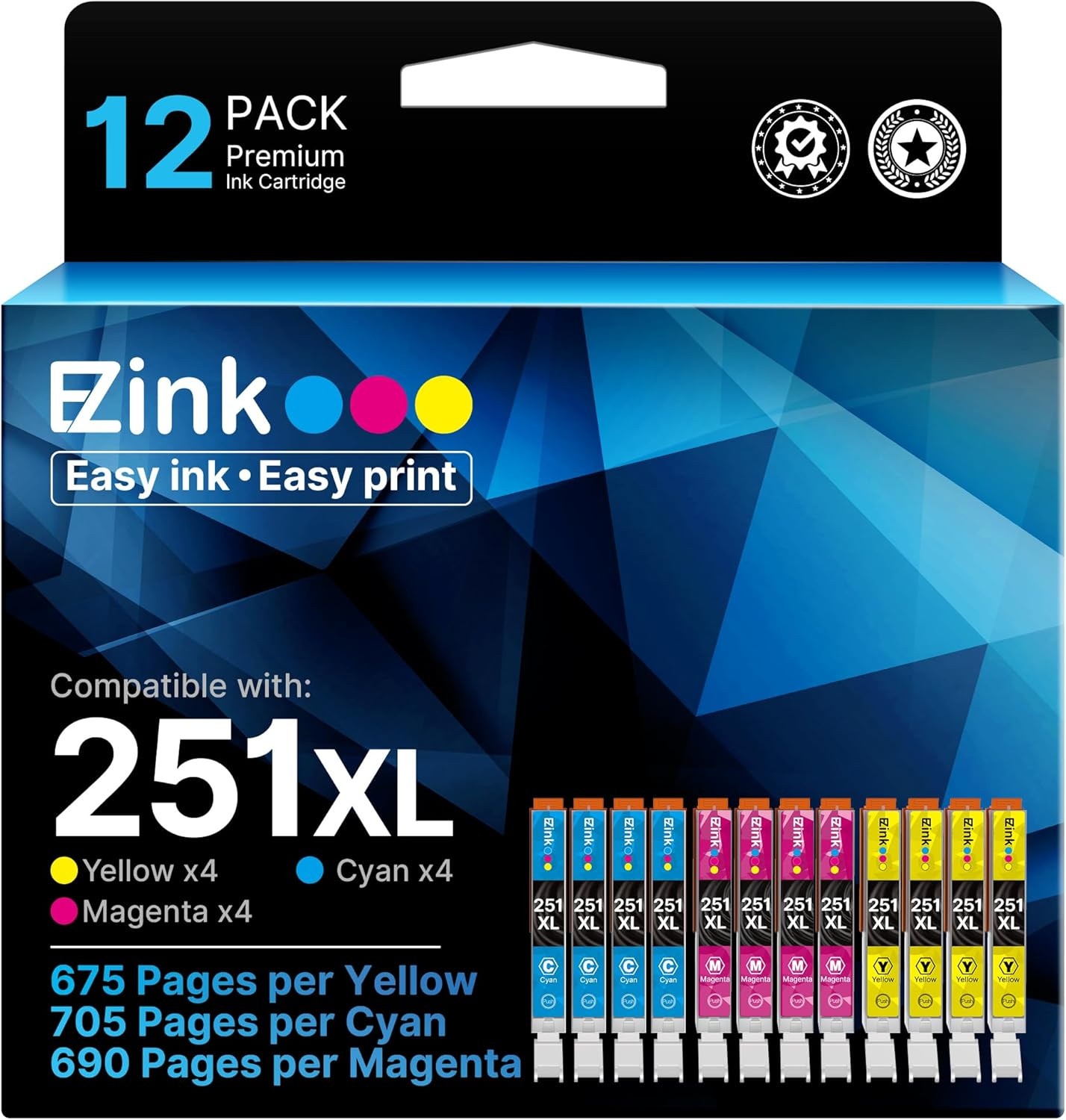 Compatible Ink Cartridge Replacement for Canon CLI-251XL CLI 251 to Use with PIX