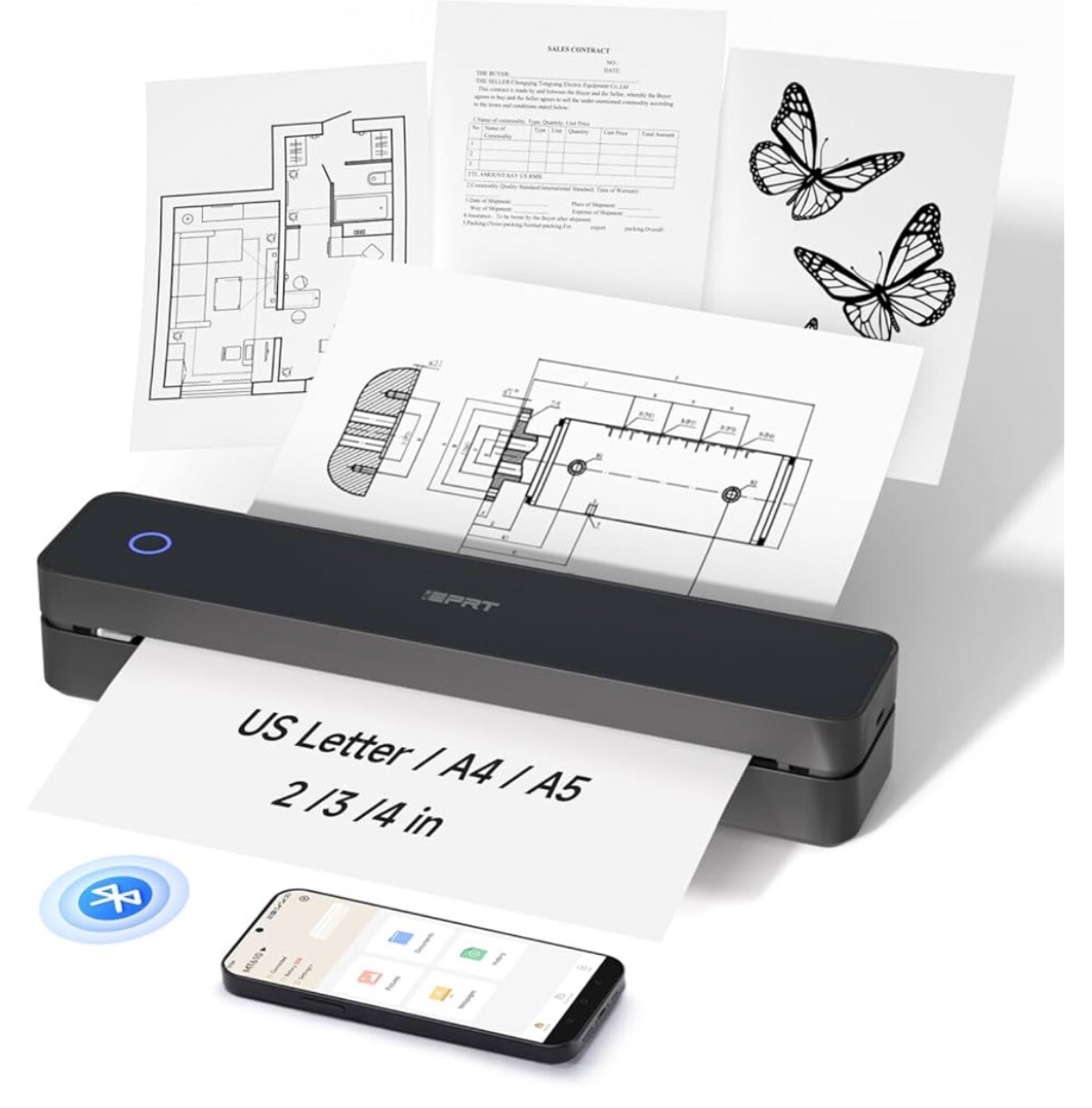 iDPRT Portable Thermal Printer,Wireless Printer for Travel Support 8.5" X 11"