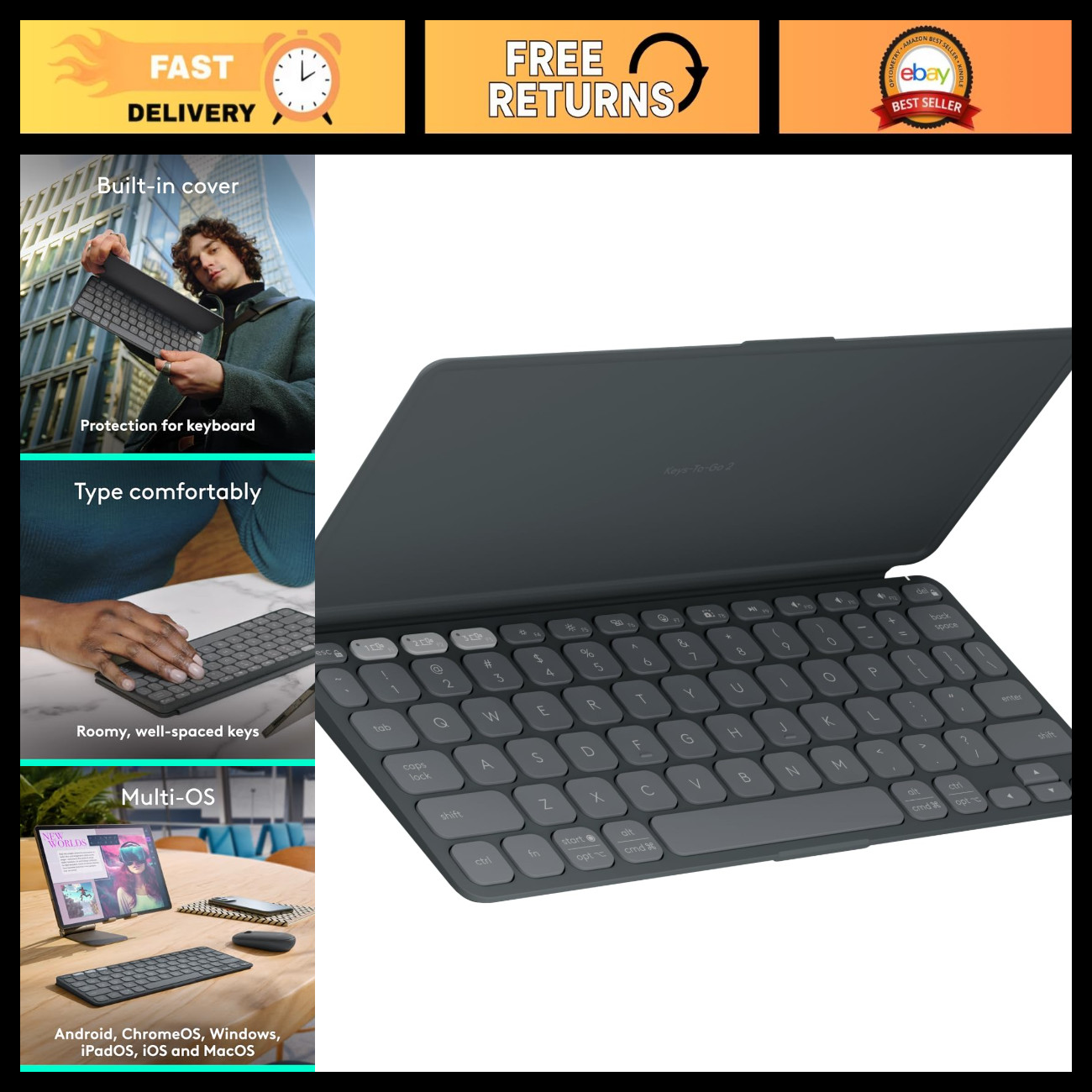 Portable Bluetooth Keyboard for Windows & Android - Ultra-Slim, Lightweight, Gra