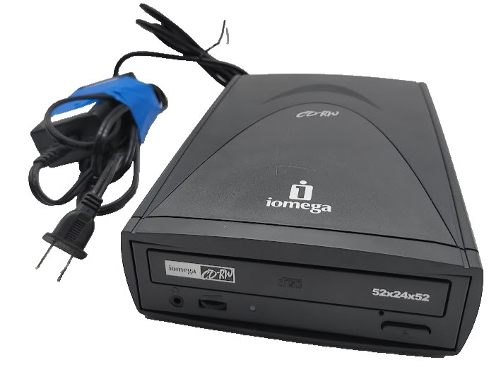 Iomega CD-RW CD Rewritable Drive CDRW55292EXT w/ OEM iOMEGA Power A/C & Adapter