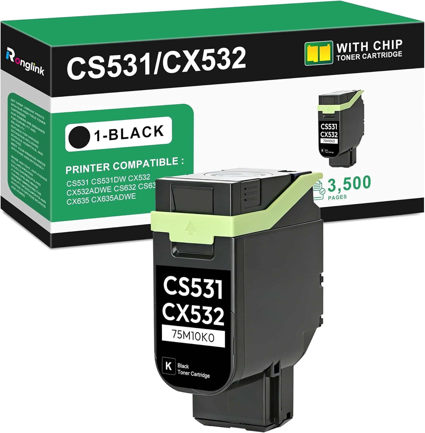 CS531 CX532 Toner Cartridge for Lexmark  CS531dw, CX532adwe, CS632dwe, CX635adwe