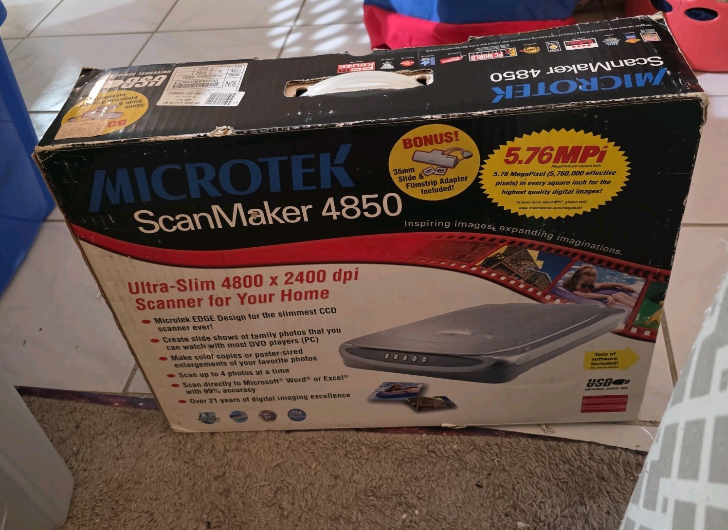 Microtek ScanMaker 4850 USB Flatbed Scanner 4800x2400dpi w/ 35mm Adapter