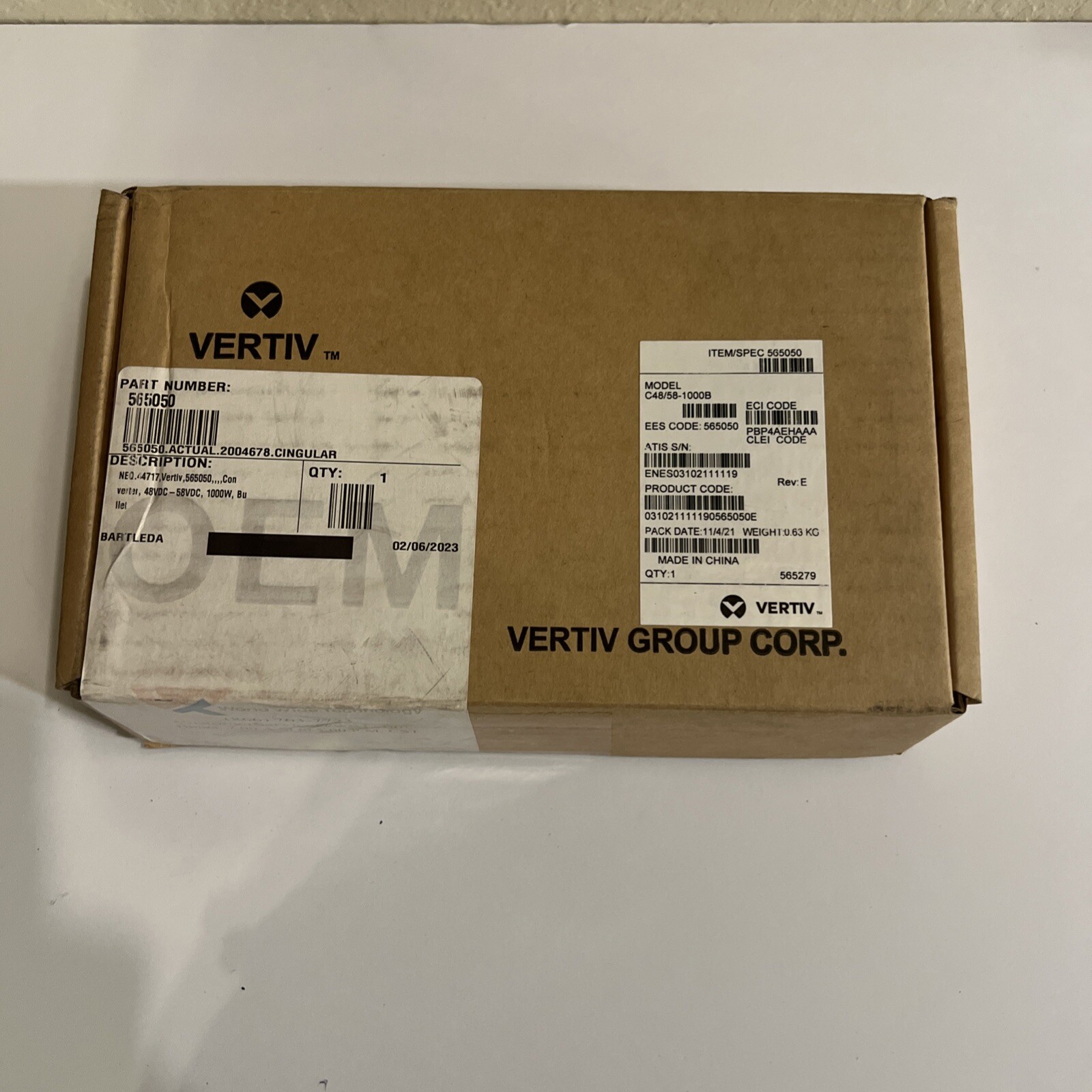 NEW Vertiv eSure Power Extend Converter Model C48/58-1000 Part Number 565050