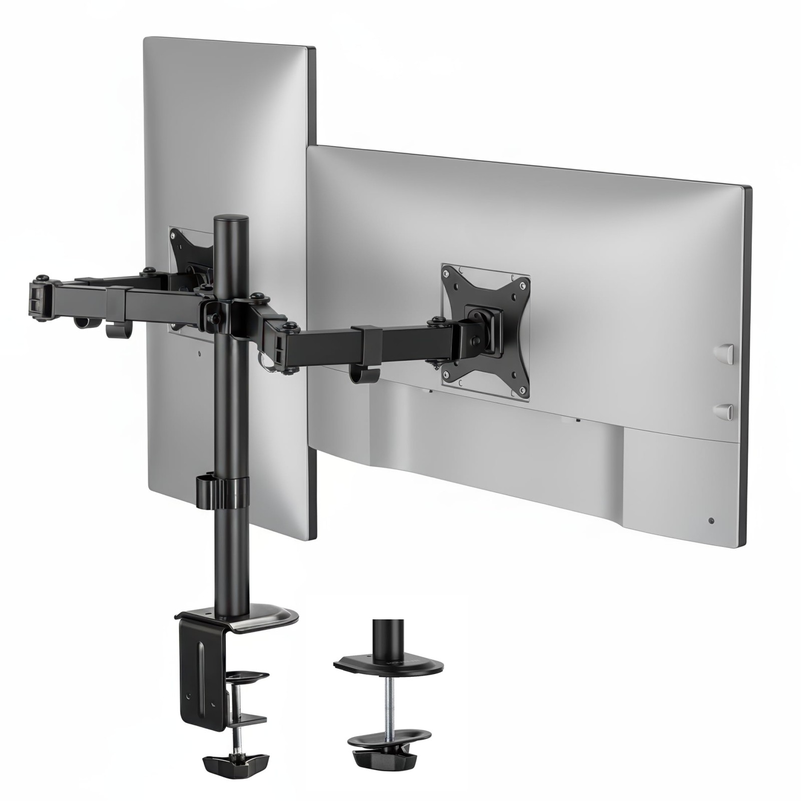 Mount-It Dual Monitor Stand, Full Motion Desk Mount for 2 Screens up to 32” and
