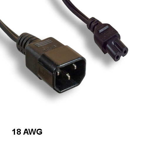 10PCS 2' Non-Polarized Power Cord IEC-60320 C14 to C7 18AWG 10A/125V SPT-2 UPS