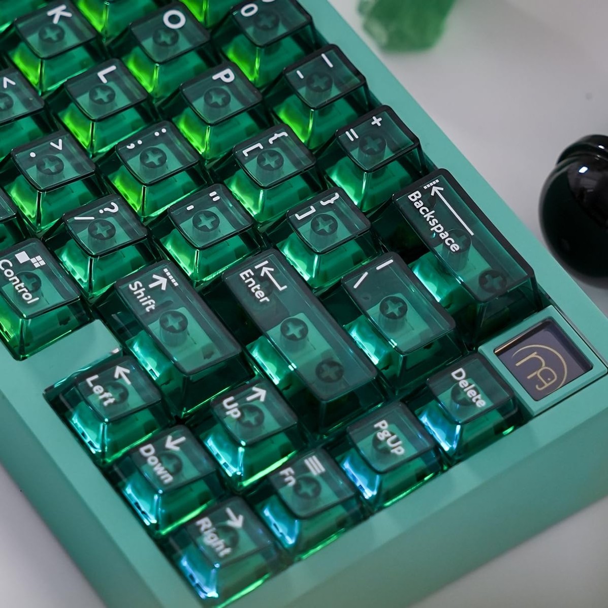 mintcaps Crystal Clear Keyboard Keycaps Transparent PC Cherry Profile Green Keyc