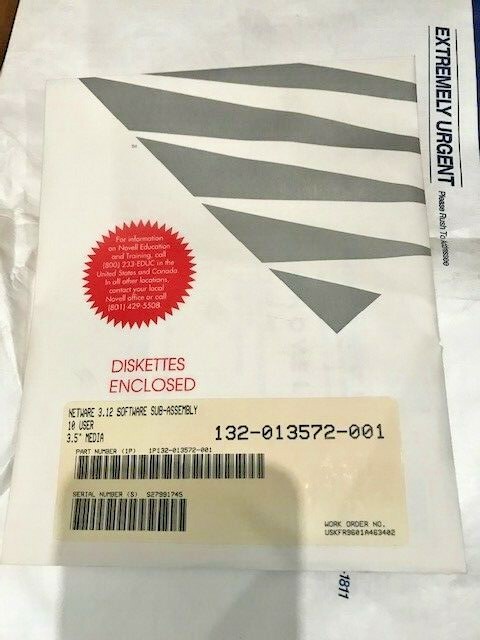 ULTRA RARE VINTAGE NOVELL NETWARE 3.11 10 USER LICENSE ADDS 10 USERS RM4