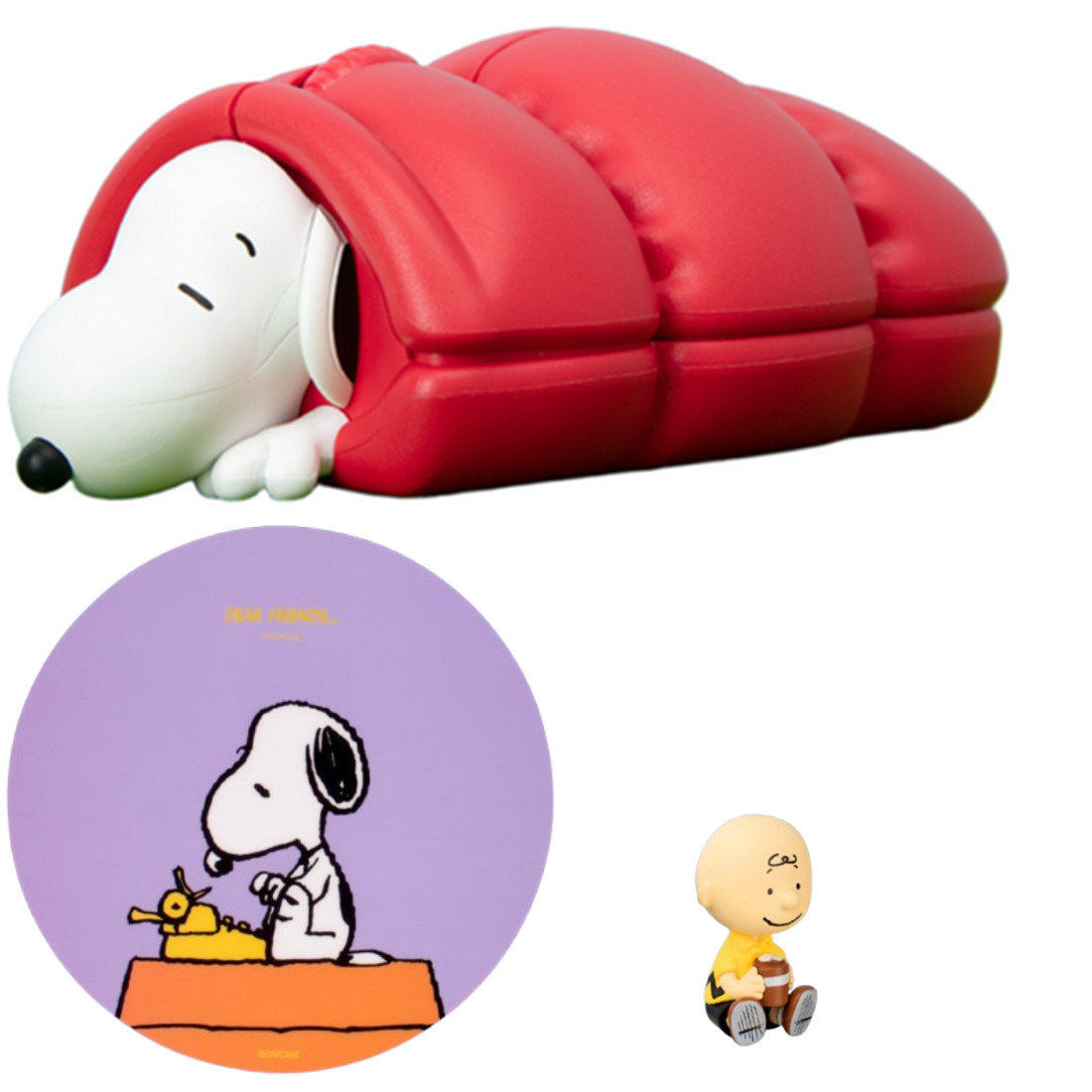 Charlie Brown Monitor Figure Peanuts Purple Mouse Pad Bluetooth Mouse 3pc Royche