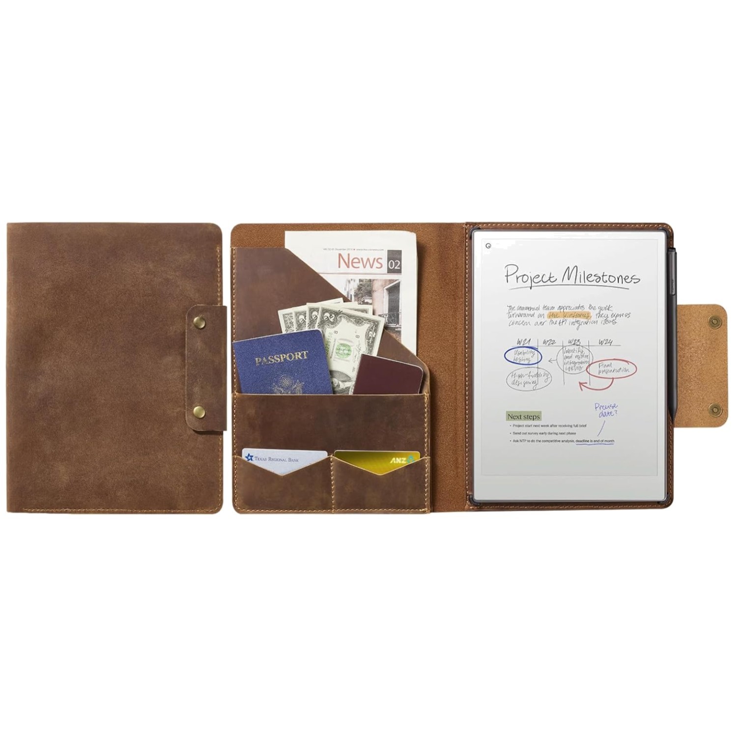 Luxury Genuine Cowhide Leather Case for Remarkable Paper Pro/-