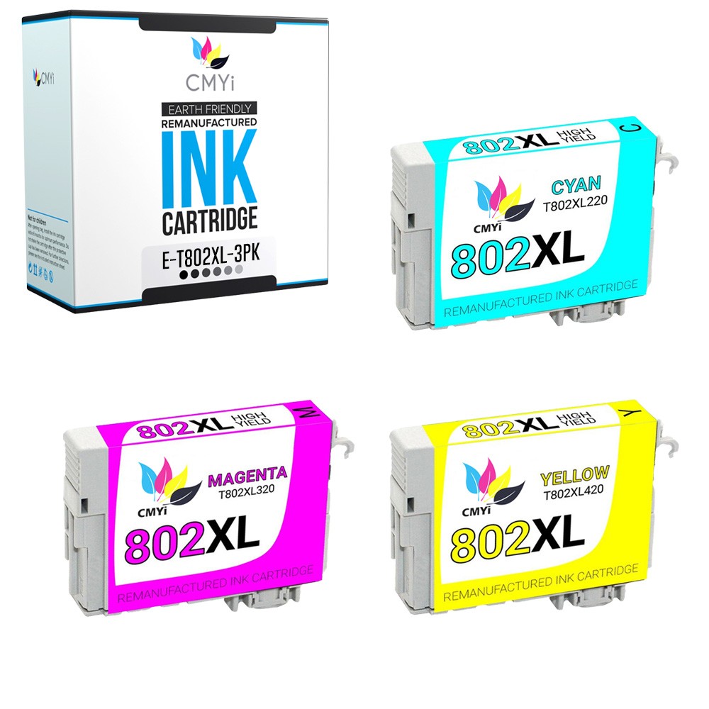 CMYi 3-Pack Replacement 802XL Color Ink Cartridge for Epson WorkForce WF-4720