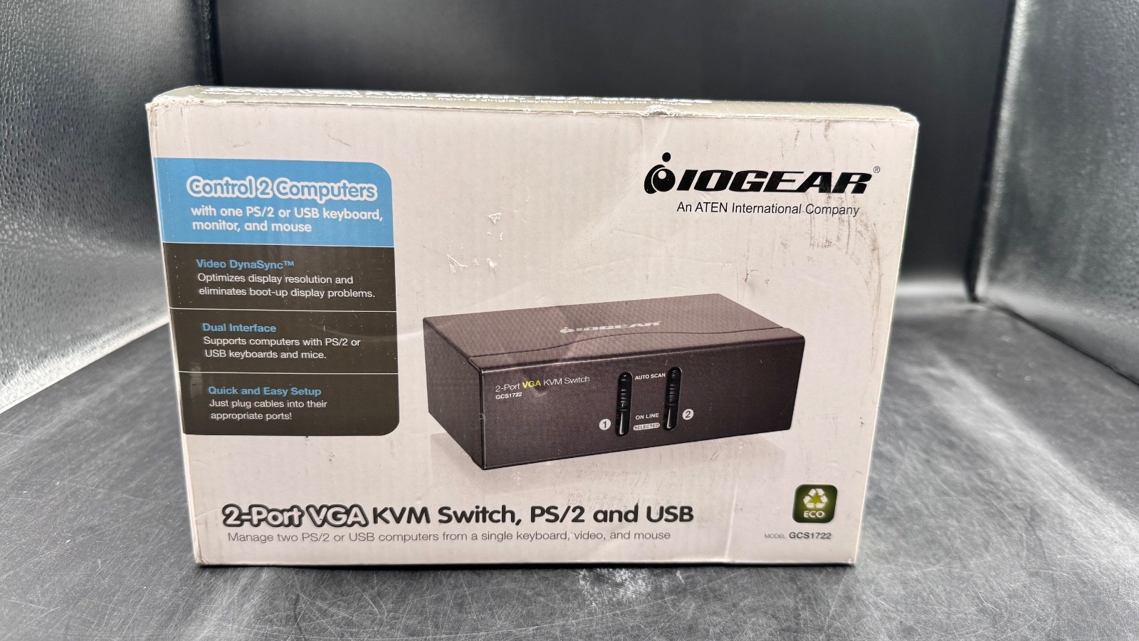 IOGEAR GCS1722 2-Port VGA KVM Switch w/ USB & PS/2 Keyboard Mouse Control