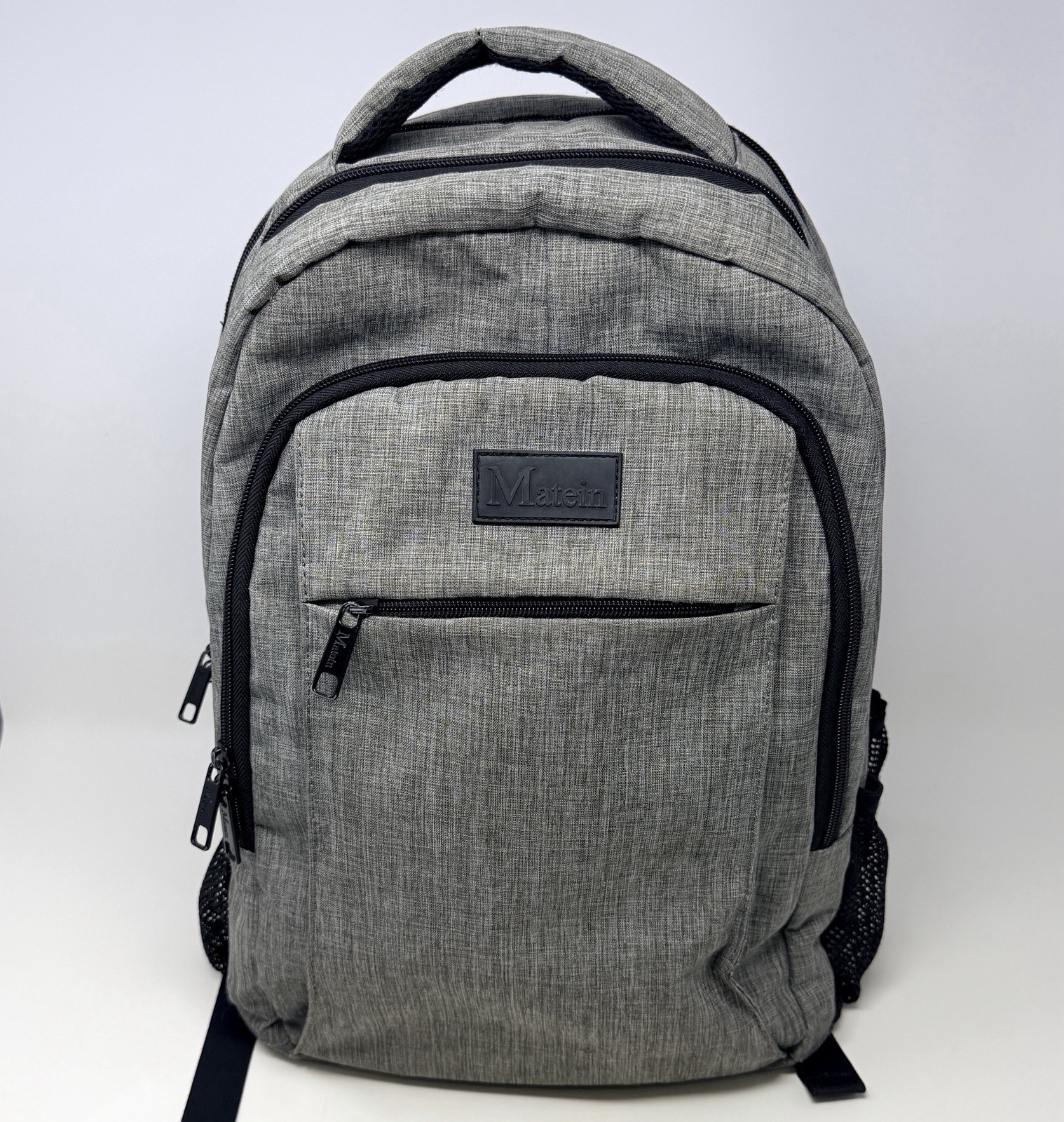 Matein Travel Laptop Backpack Grey USB Charging Port Business School Bag 15.6