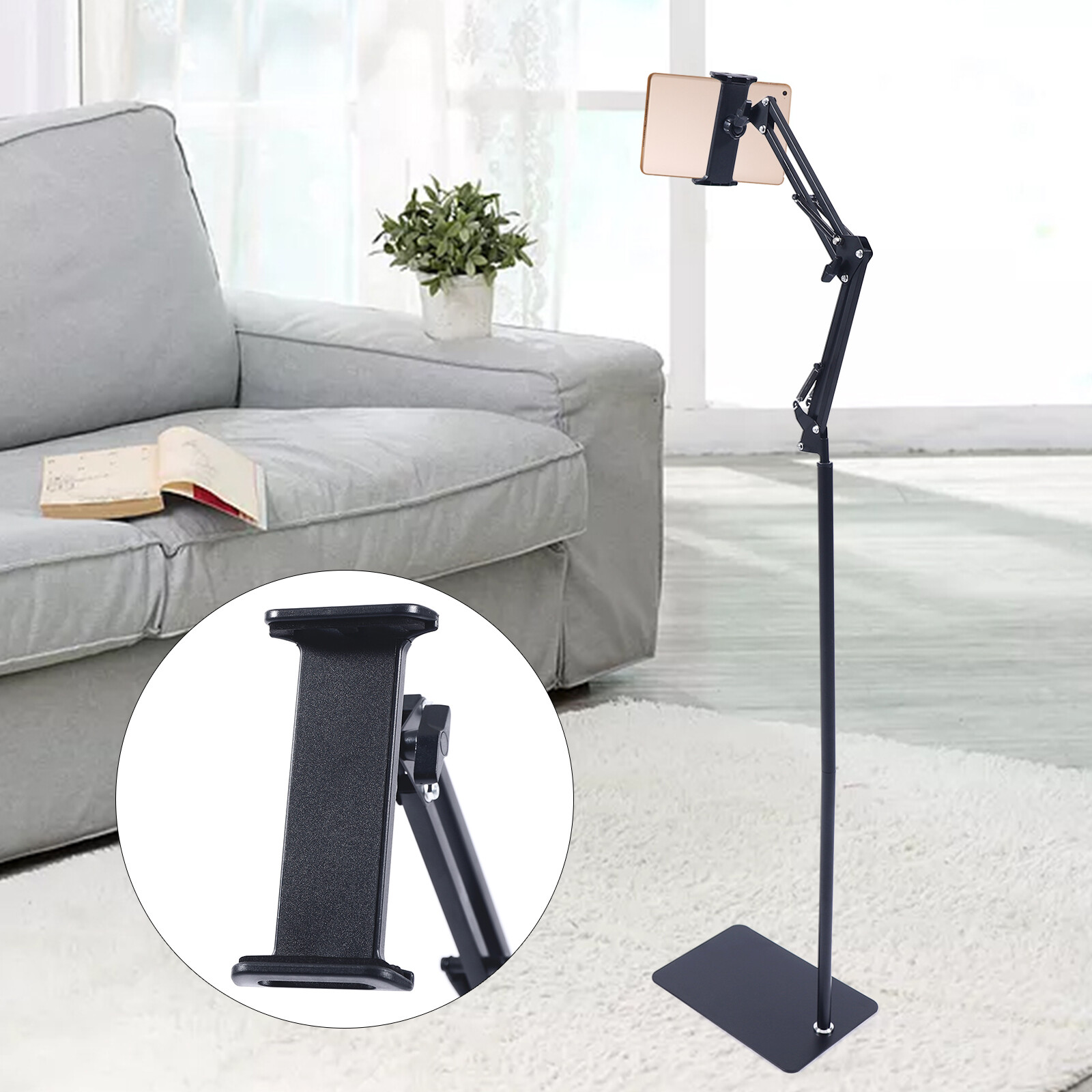 Universal 360° Adjustable Tablet Holder Floor Stand Clamp for 4-17cm Phone iPad