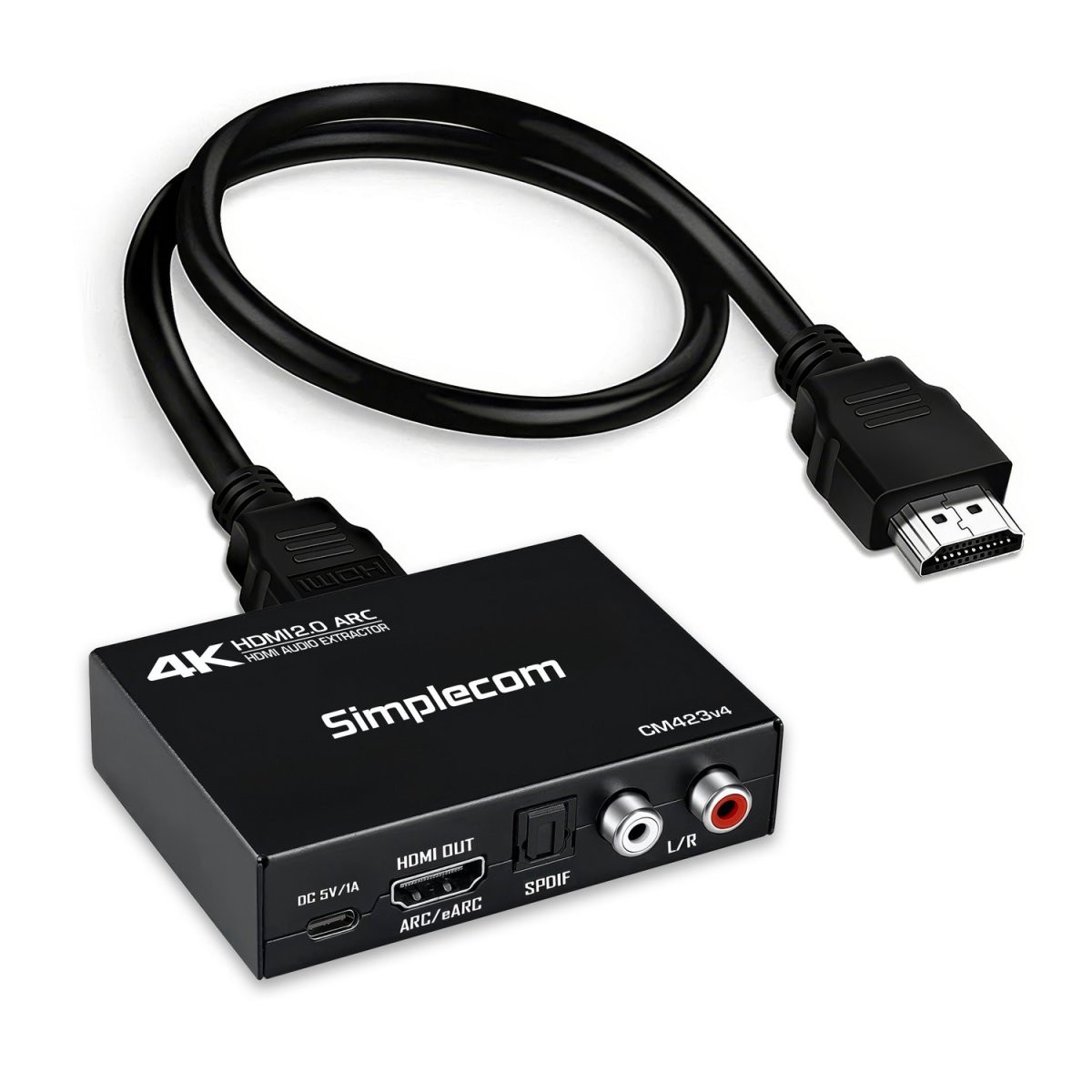 Simplecom CM423v4 HDMI 2.0 Audio Extractor Dual-Mode with ARC/eARC Optical SP...