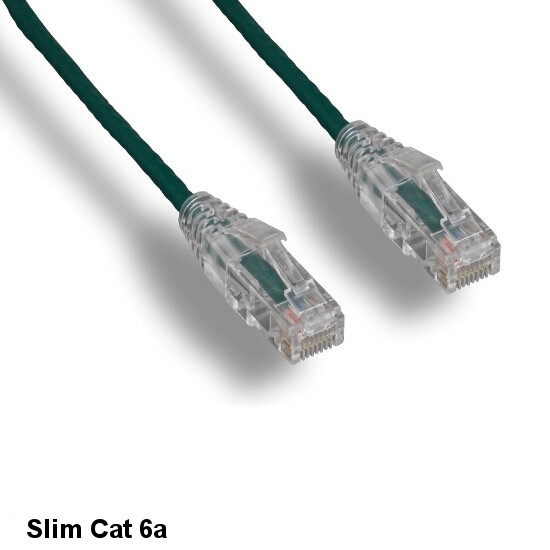 KNTK Green 10ft Slim Cat6a UTP Patch Cable 28AWG Ethernet RJ45 Network Snagless