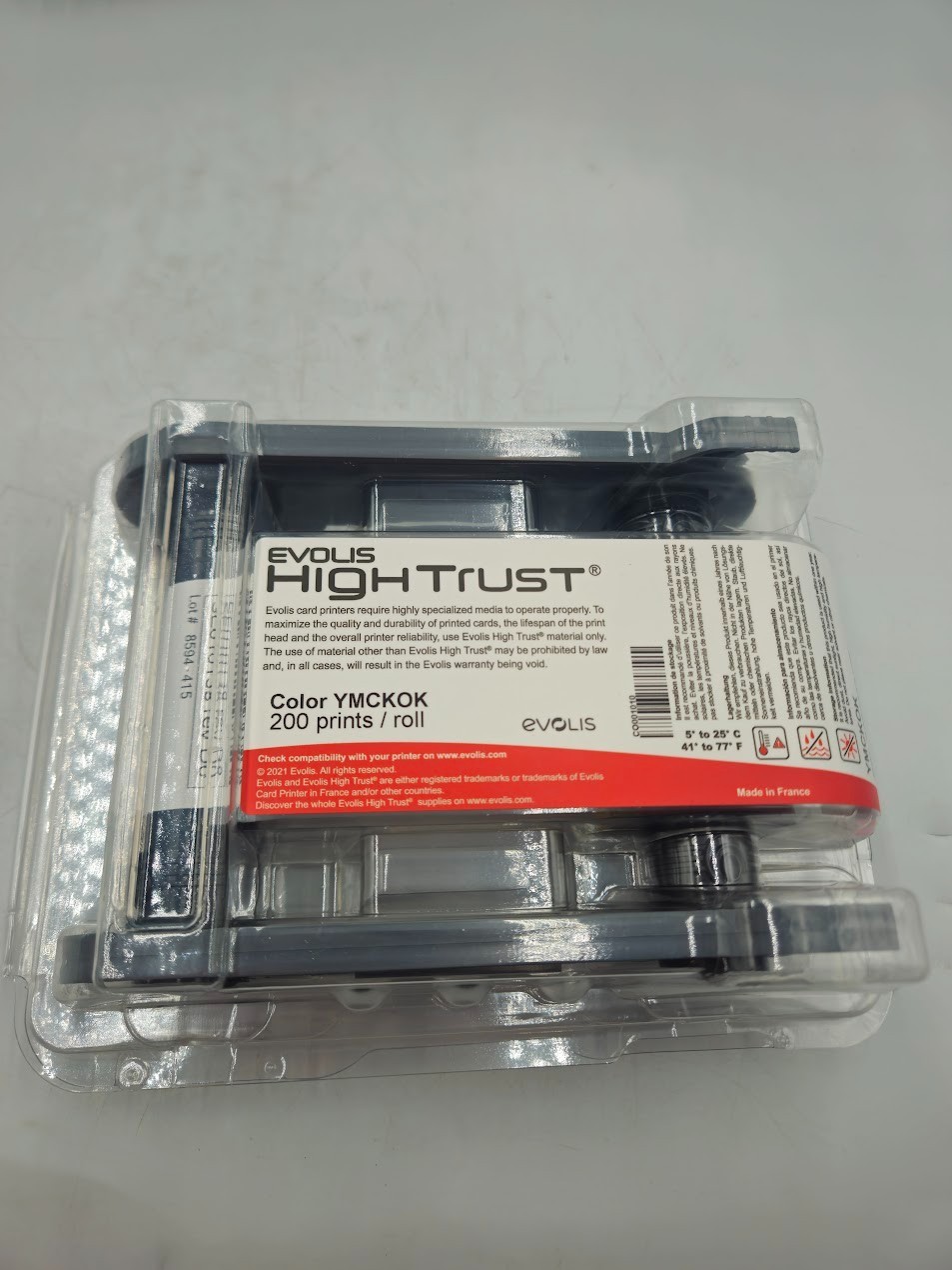 NEW YMCKO Evolis High Trust  Color Ribbon 200 Prints per Roll R5F002AA