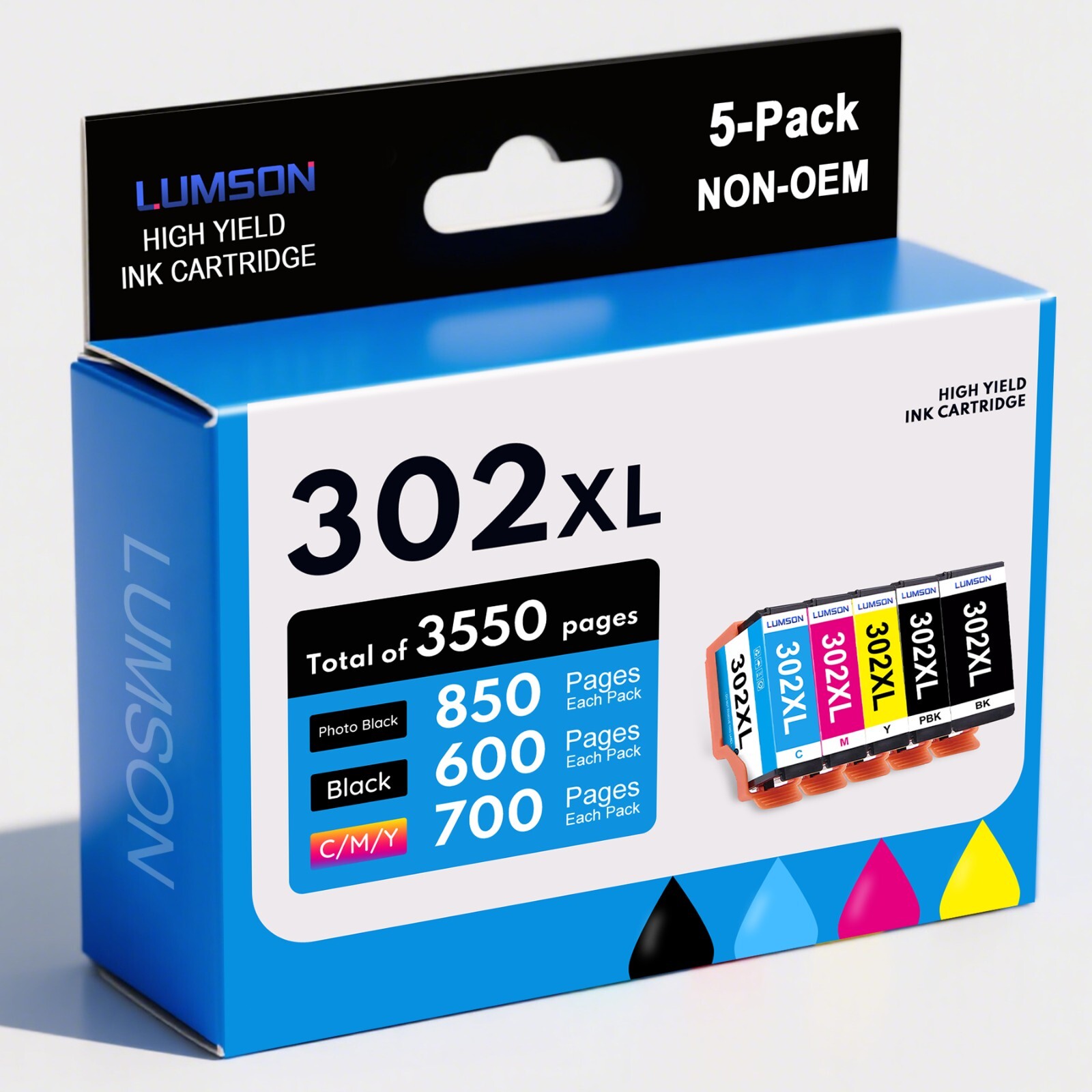 5PK T302XL 302XL Ink With Chip For Epson Expression Premium XP-6100 XP-6000 