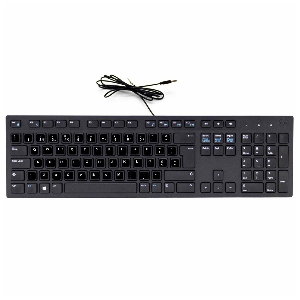 Dell KB216 USB QWERTY Portuguese Keyboard With Preapplied Stickers, Black