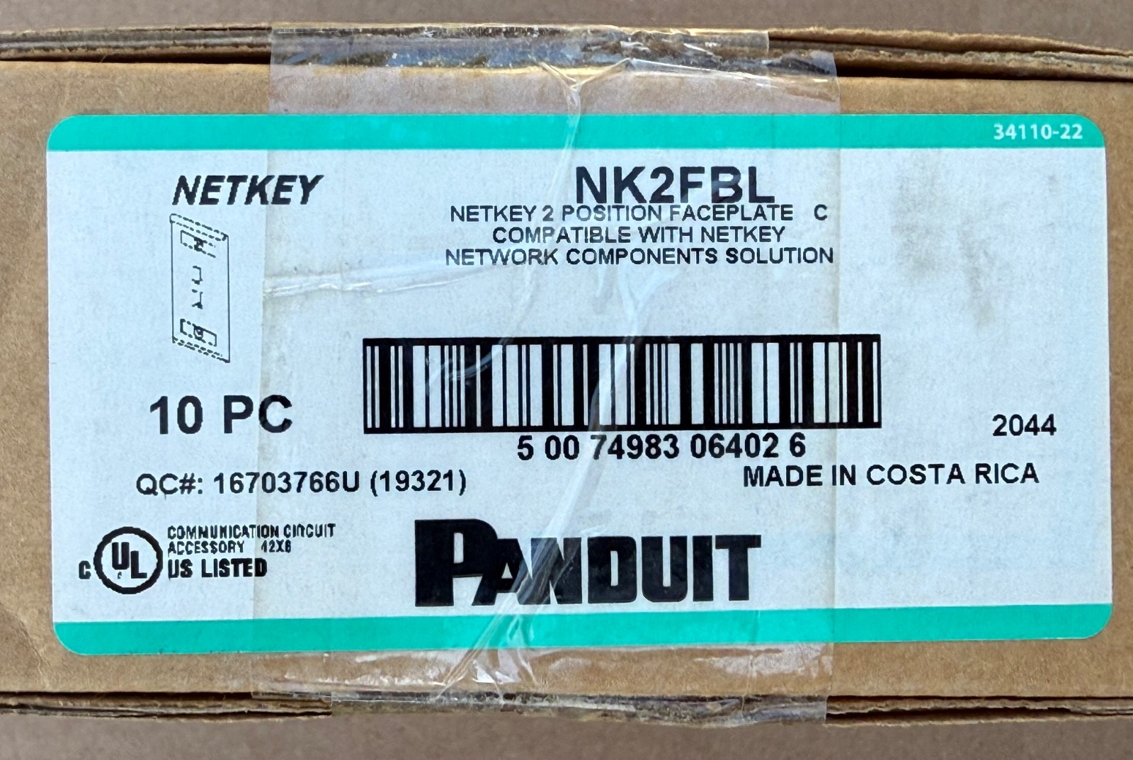Panduit NK2FBL NetKey 2 Position Faceplate C  (New box 10pc)