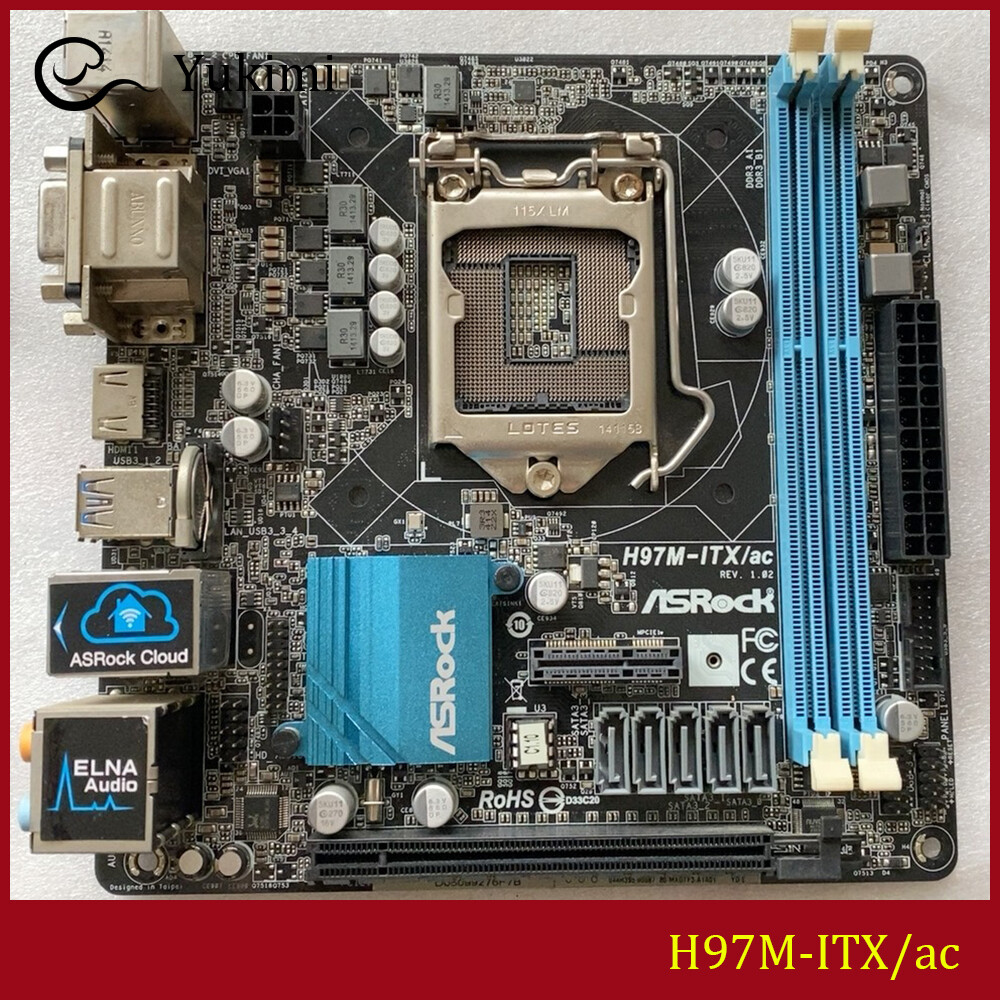 FOR ASROCK H97M-ITX/ac DDR3*2 16GB LGA 1150 D-Sub DVI-D HDMI Motherboard Test OK