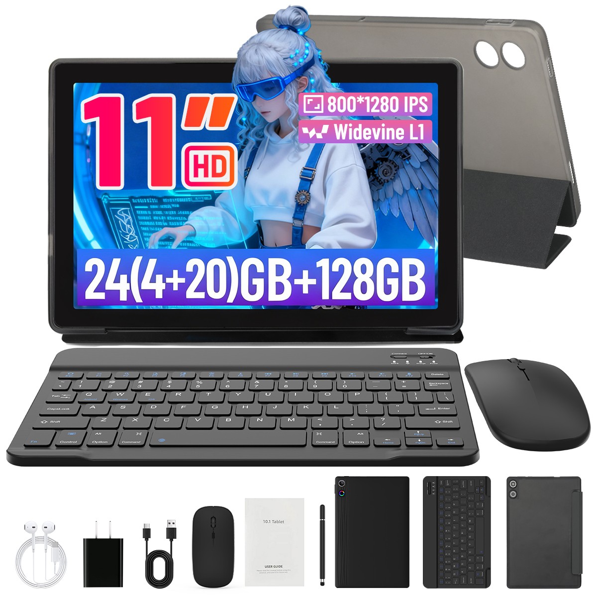 NEW 11 inch Android 15 Octa-Core 24GB RAM+128GB ROM Tablet with Keyboard/Mouse