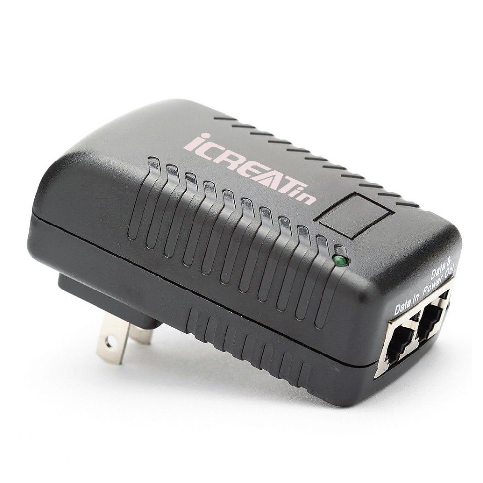 iCreatin Wall Plug 24volt Passive PoE Injector Adapter for Security IP Camera, R