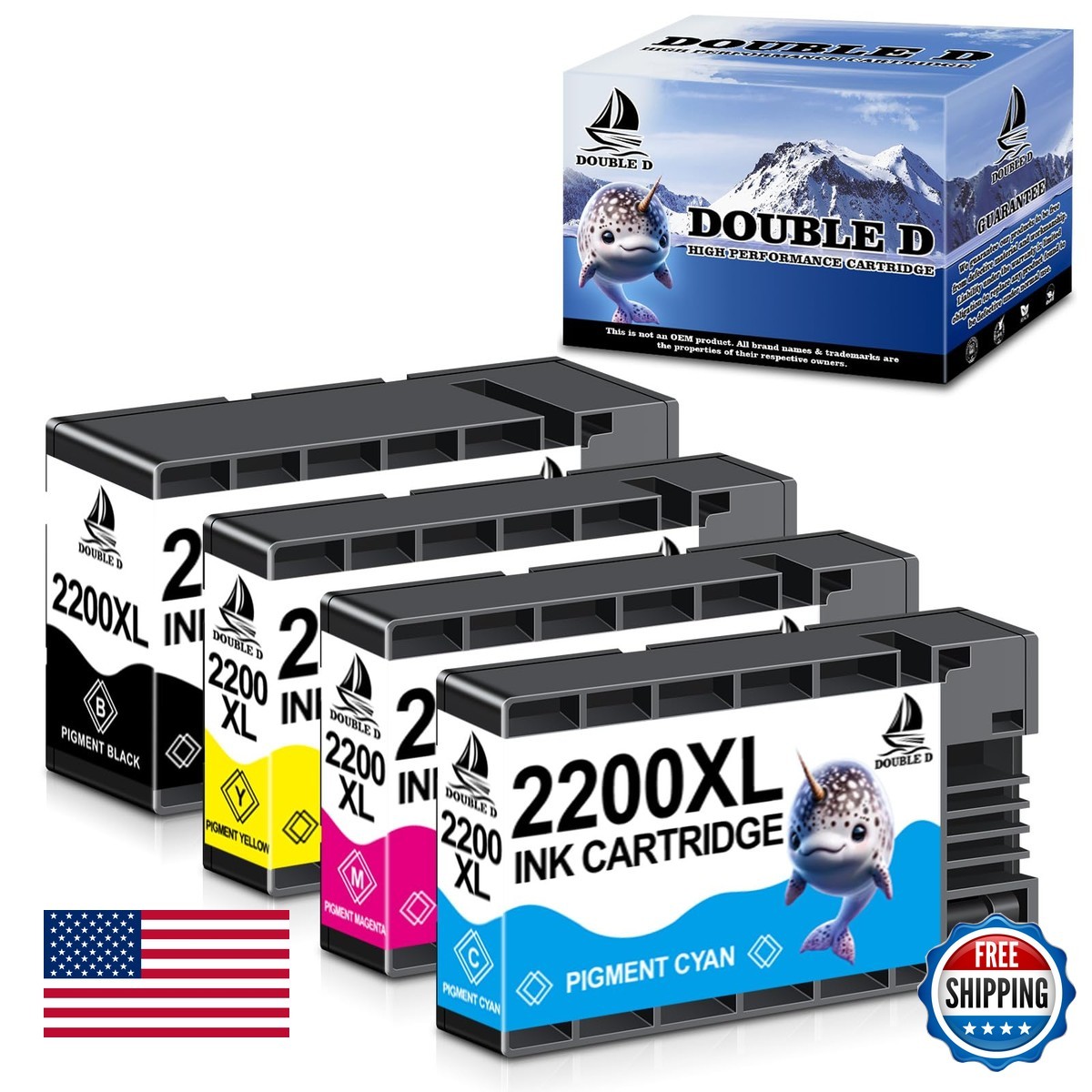 DOUBLE D PGI-2200XL Ink Cartridges for Canon Maxify MB5320 MB5420 MB5020 4 Pack