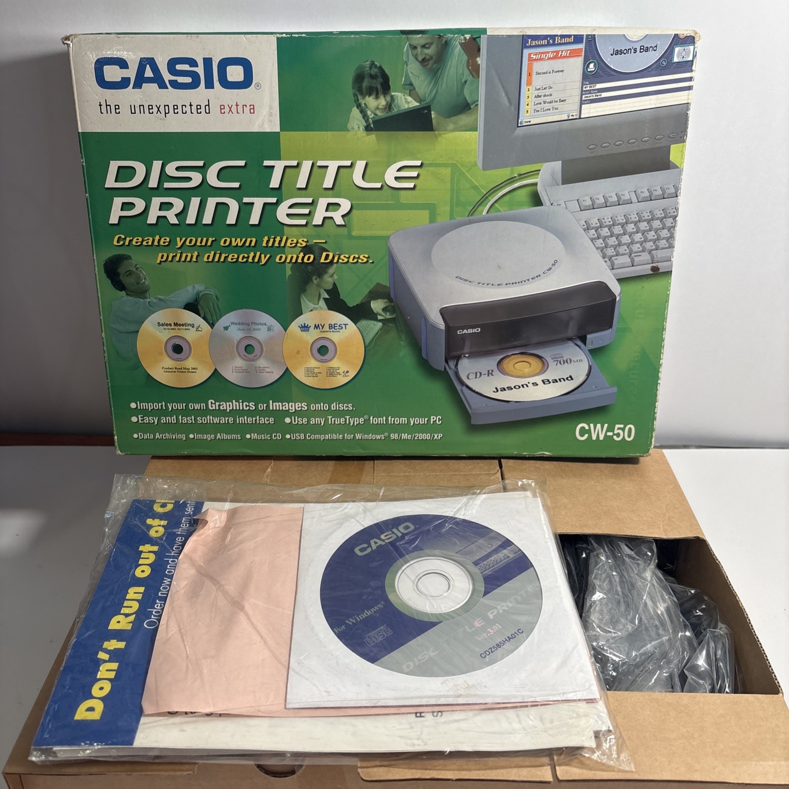 Casio CW-50 CD/DVD Disc Title Printer NOS