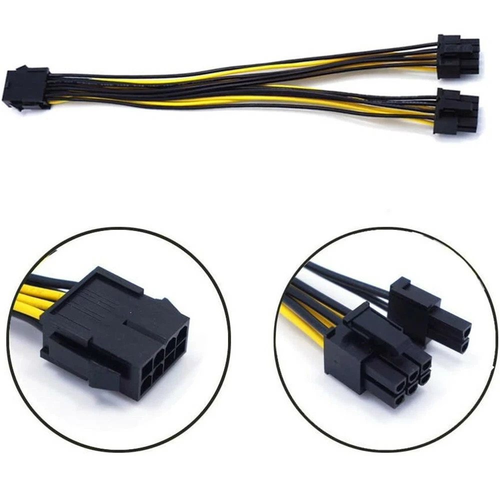 GPU VGA PCIe 8 Pin Female to Dual 2X 8 Pin (6+2) Male Y-Splitter Extension Cable