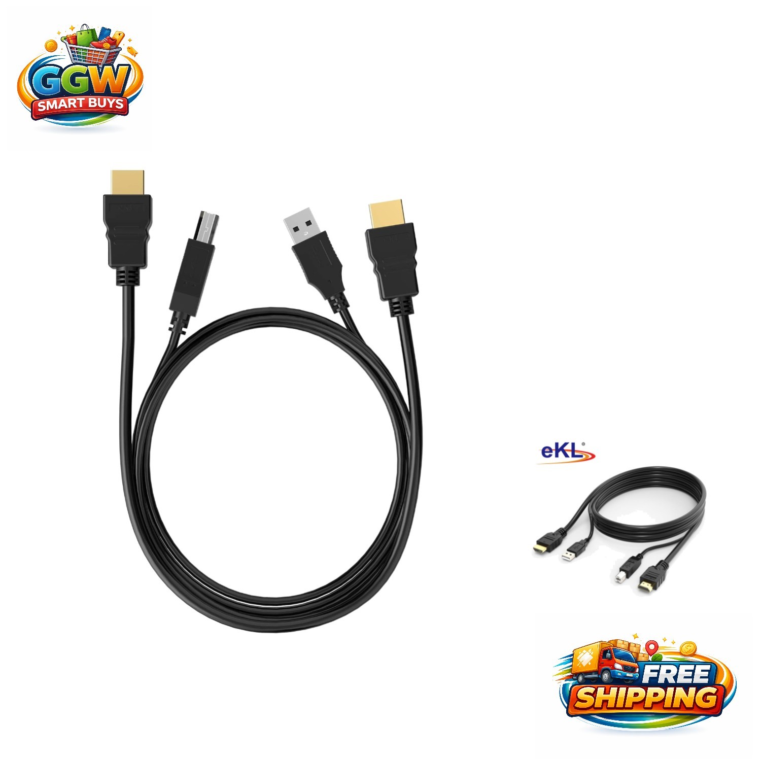 6ft/1.8m HDMI & USB KVM Cable - Enhance Your Device Connectivity Effortlessly