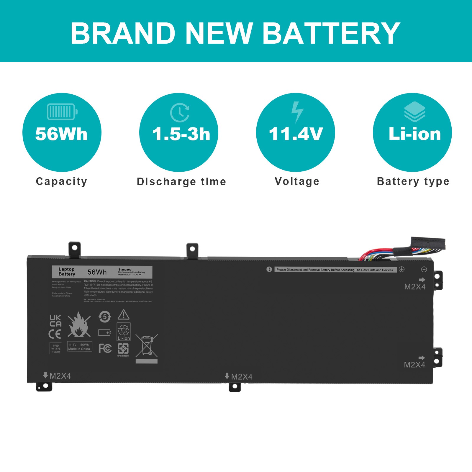 2TYPES Battery For Dell XPS 15 9570 9560 9550 7590 Series H5H20-56Wh /6GTPY-97Wh