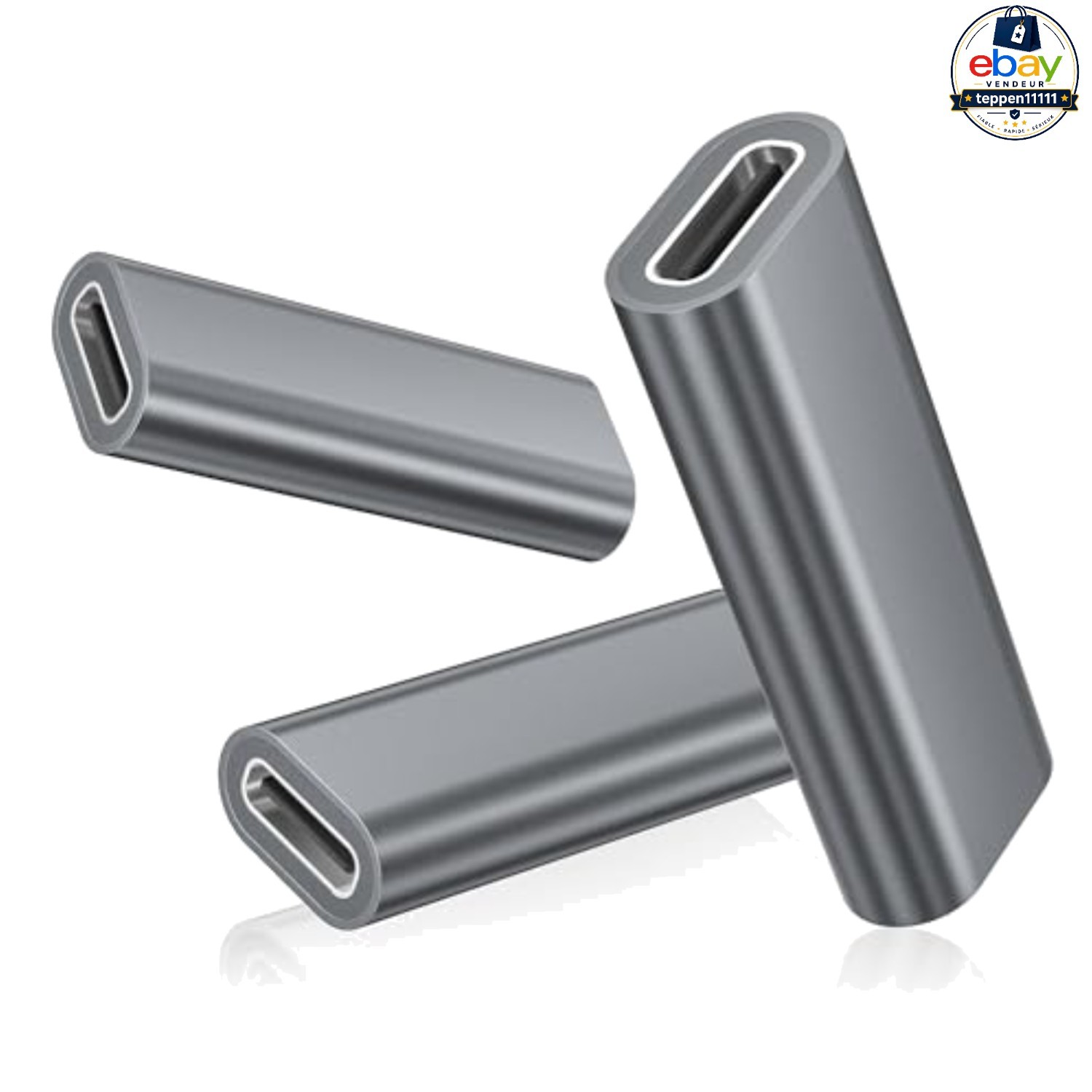 USB C Coupler Gray 3 Pack 100W PD 10 Gbit/s Data Transfer 4K 8K