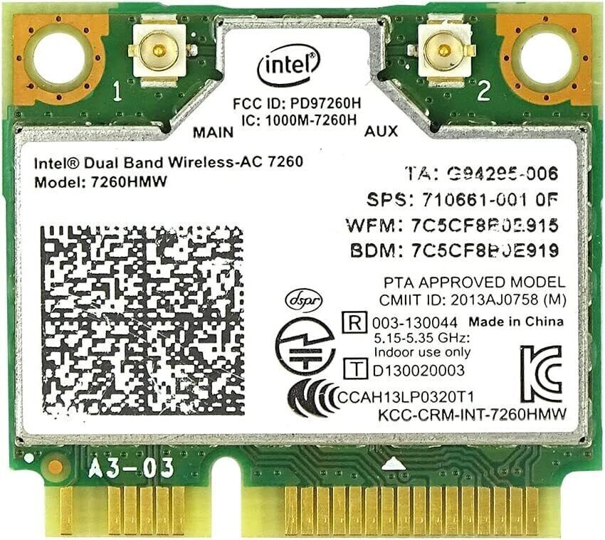 Intel Dual Band Wireless-N 7260 WiFi Card For HP EliteBook 840 G1
