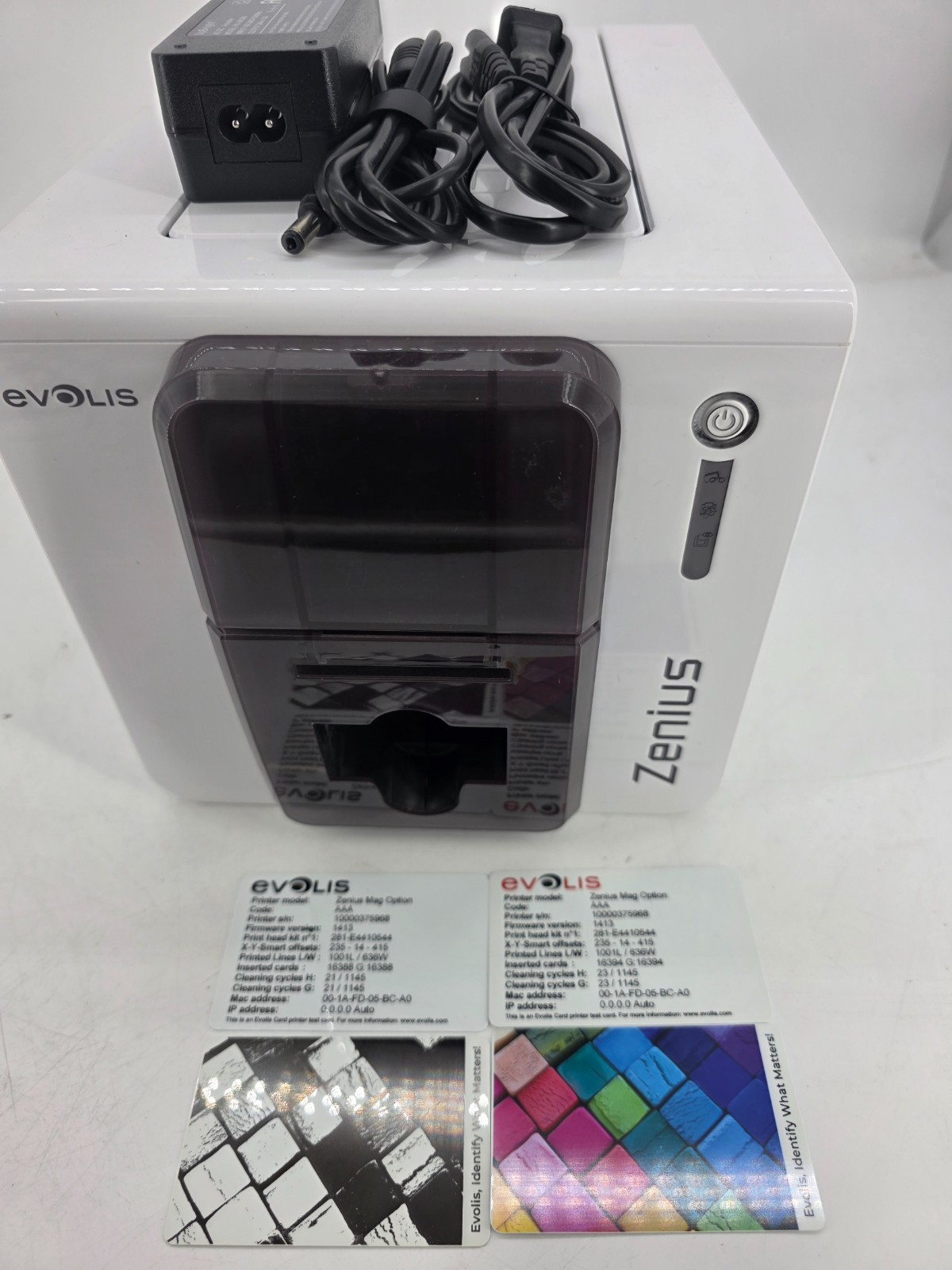Evolis Zenius Color ID Card Printer Mag Encoder 16388 Clicks w/ Power Supply 1A