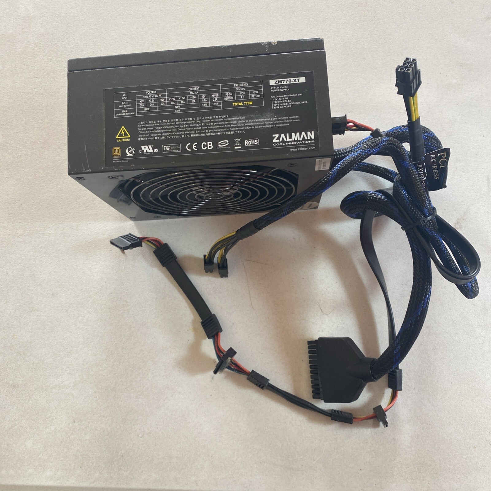 ZALMAN Z-MACHINE ZM770-XT 770W 80 Plus ATX Modular Switching PSU With Cables