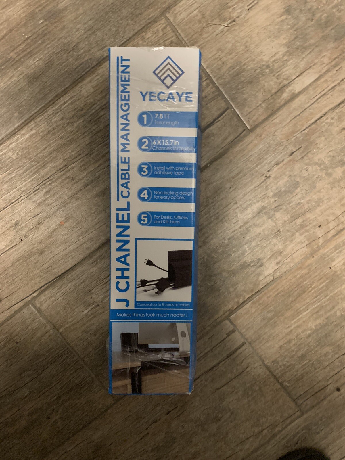 Cable Management 94in J Channel Cable Raceway - 6 Pack 15.7in Desk Black, Medium