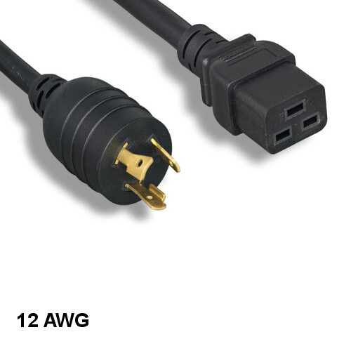 10PCS 50' Black High Voltage Power Cord NEMA L5-20P/IEC60320 C19 12AWG 20A/125V