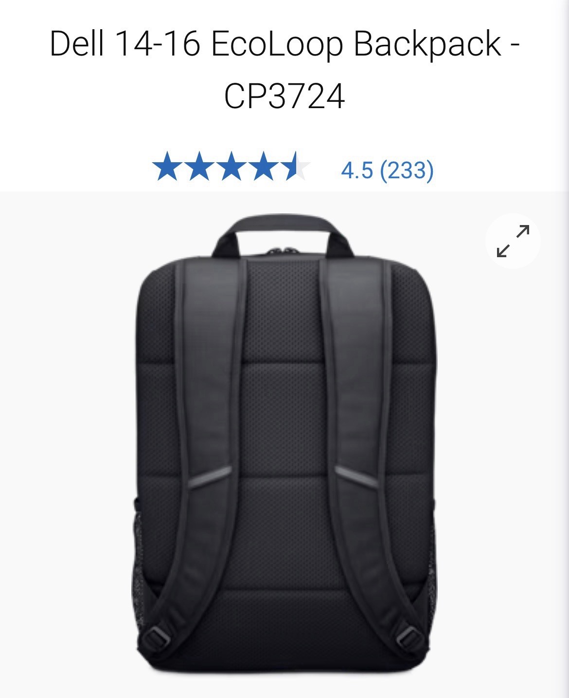 Dell EcoLoop Essential Computer Backpack 14-16" Shoulder/Laptop Bag CP3724 NWT