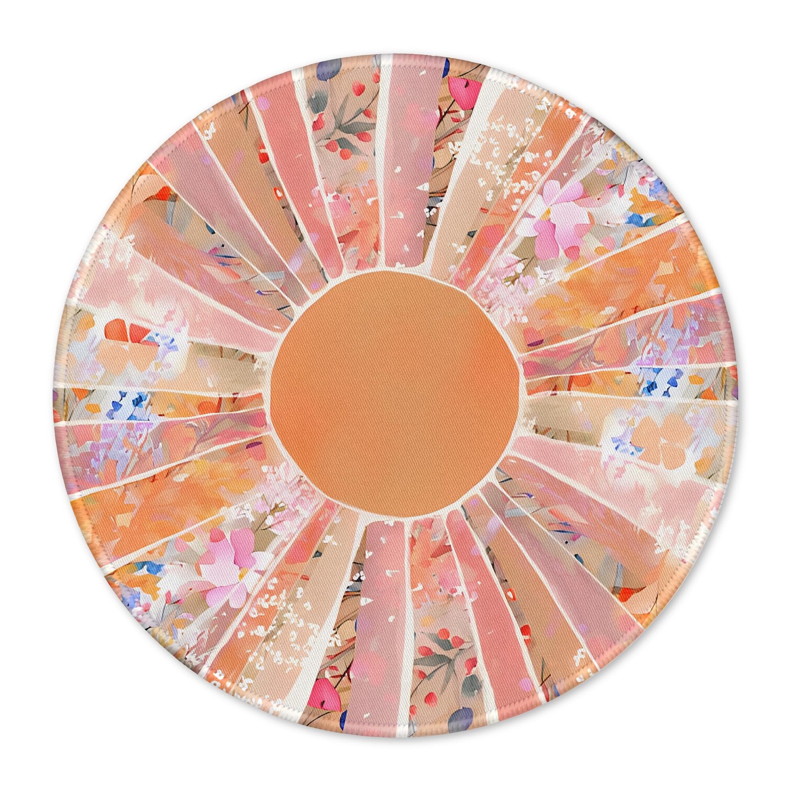 Floral Retro Boho Sun Sunrise Sunset Sunshine Round Gaming Mouse Pad, Bohemia...