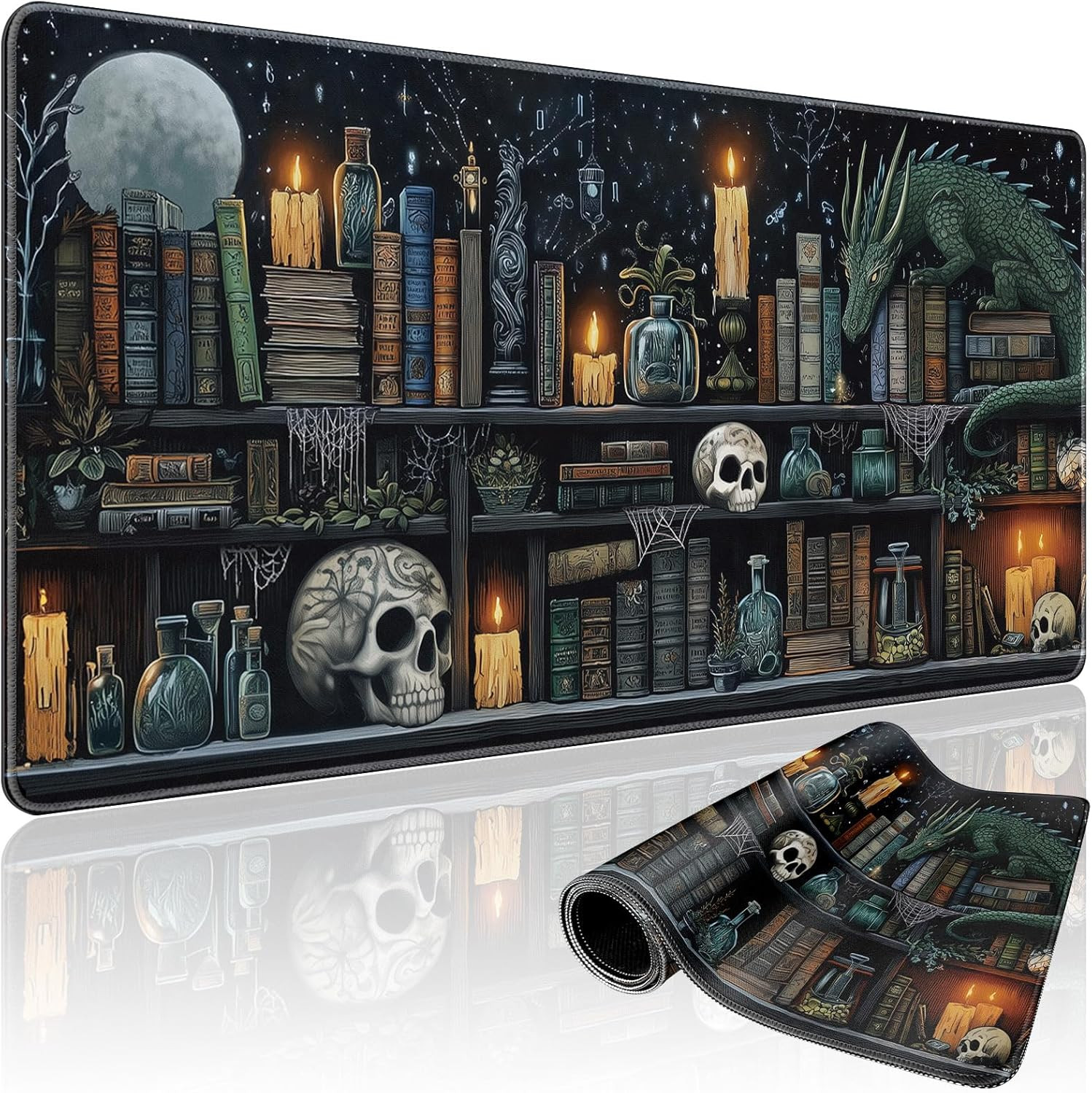 Mystical Gothic Library Large Gaming Mouse Pad Desk Mat 31.5X15.7