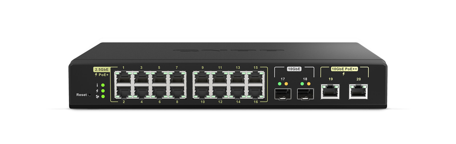 Qnap (QSW-M2116P-2T2S) Managed Switch with 16 2.5G RJ45 Ports, 2 x 10G RJ45 Port