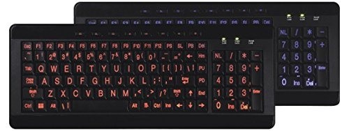 Large Font Print USB LED Backlit Keyboard, Orange and Blue IMBA-LOB-BKB