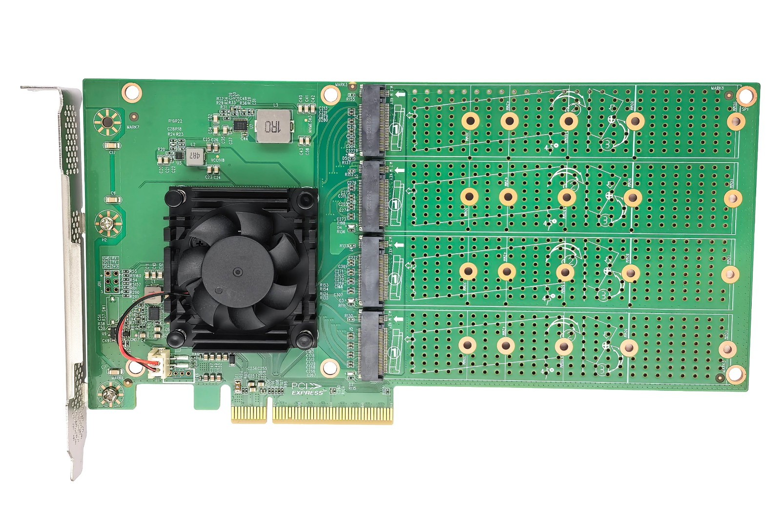 PCIe4.0 X8 to Quad M.2 NVMe SSD Switch Adapter
