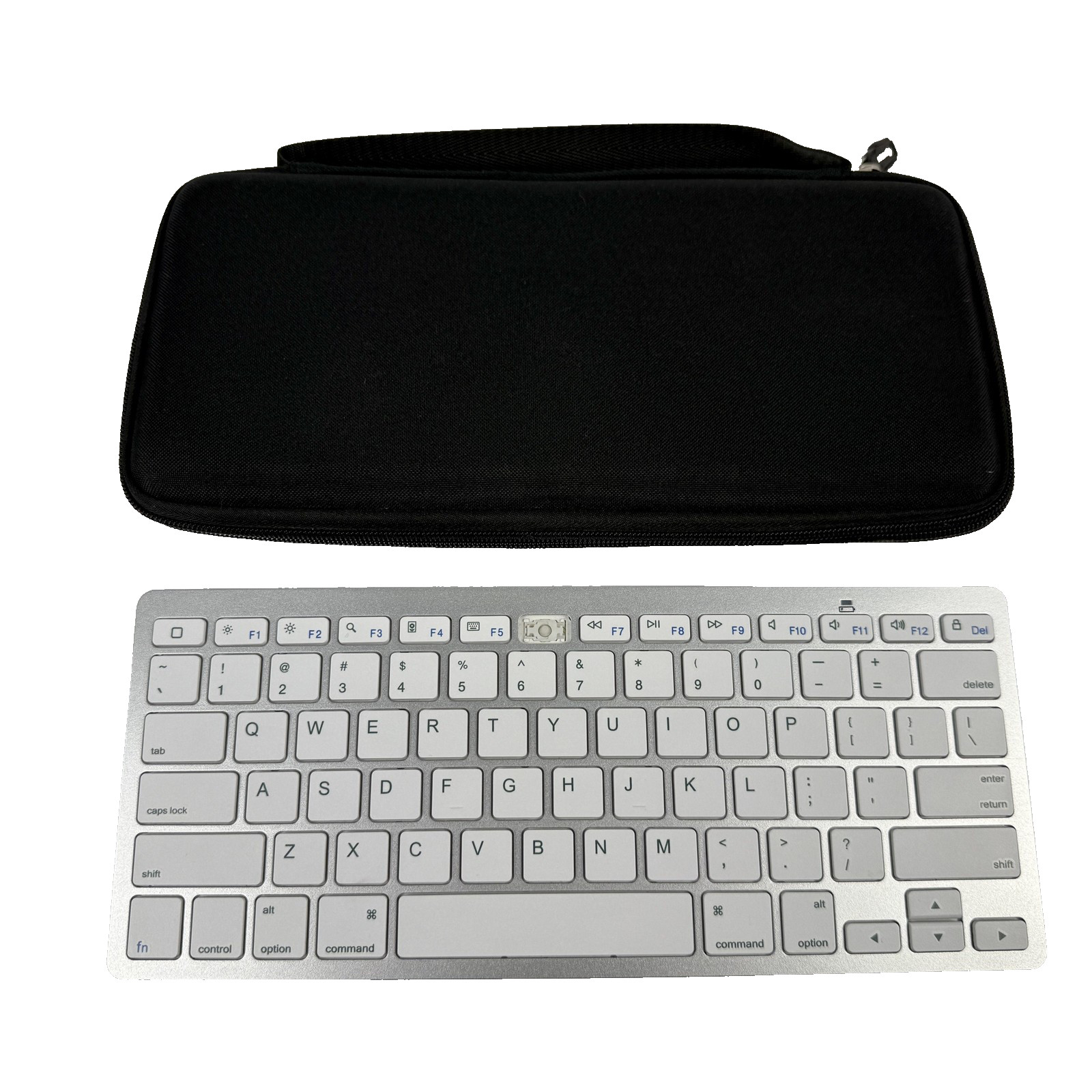 OMOTON KB066 Wireless Slim Keyboard Bluetooth Silver W/ Case Missing F5 Key