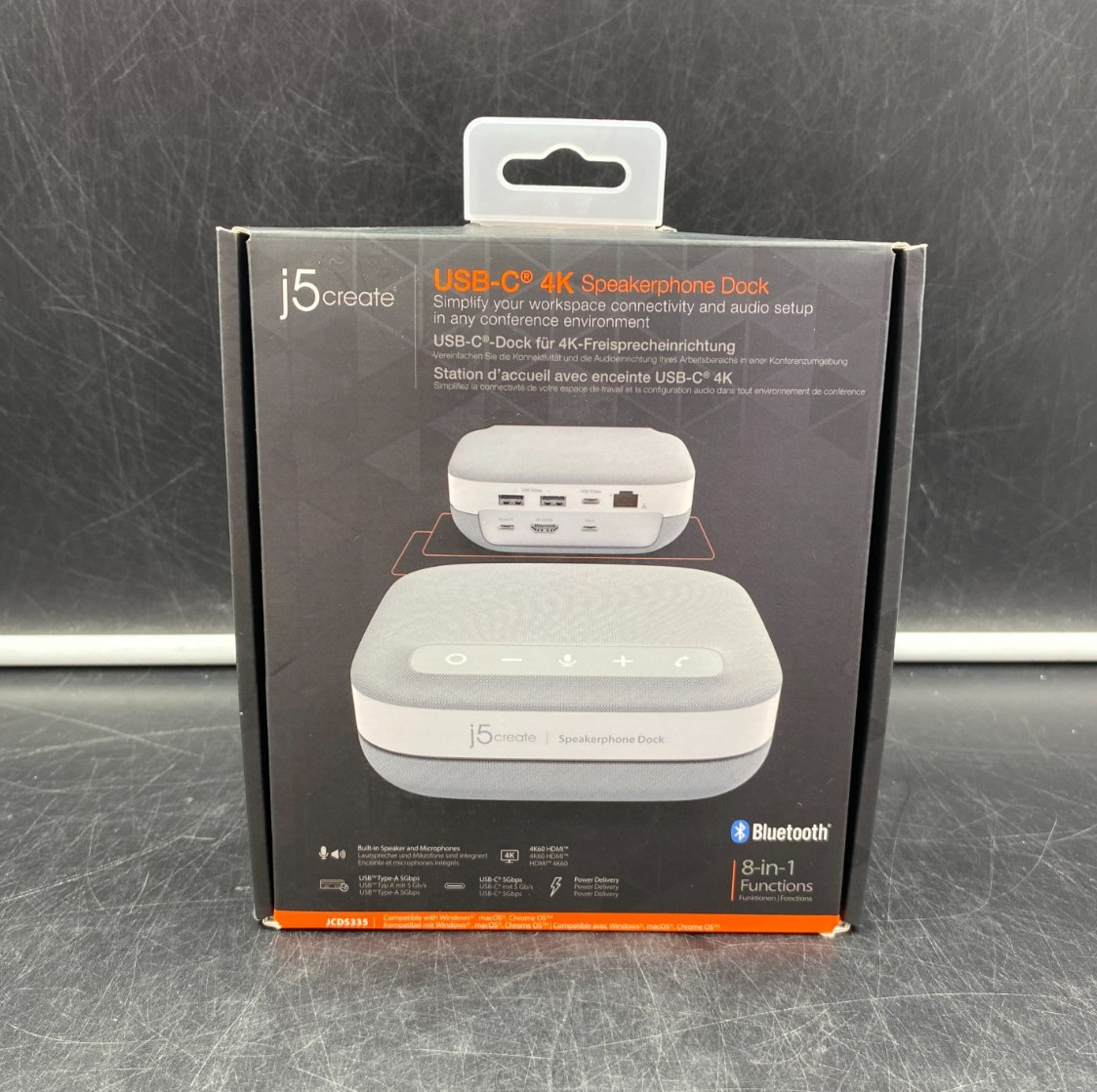 J5Create USB-C 4K Speakerphone Dock 8-In-1 Functions (JCDS335) - NEW
