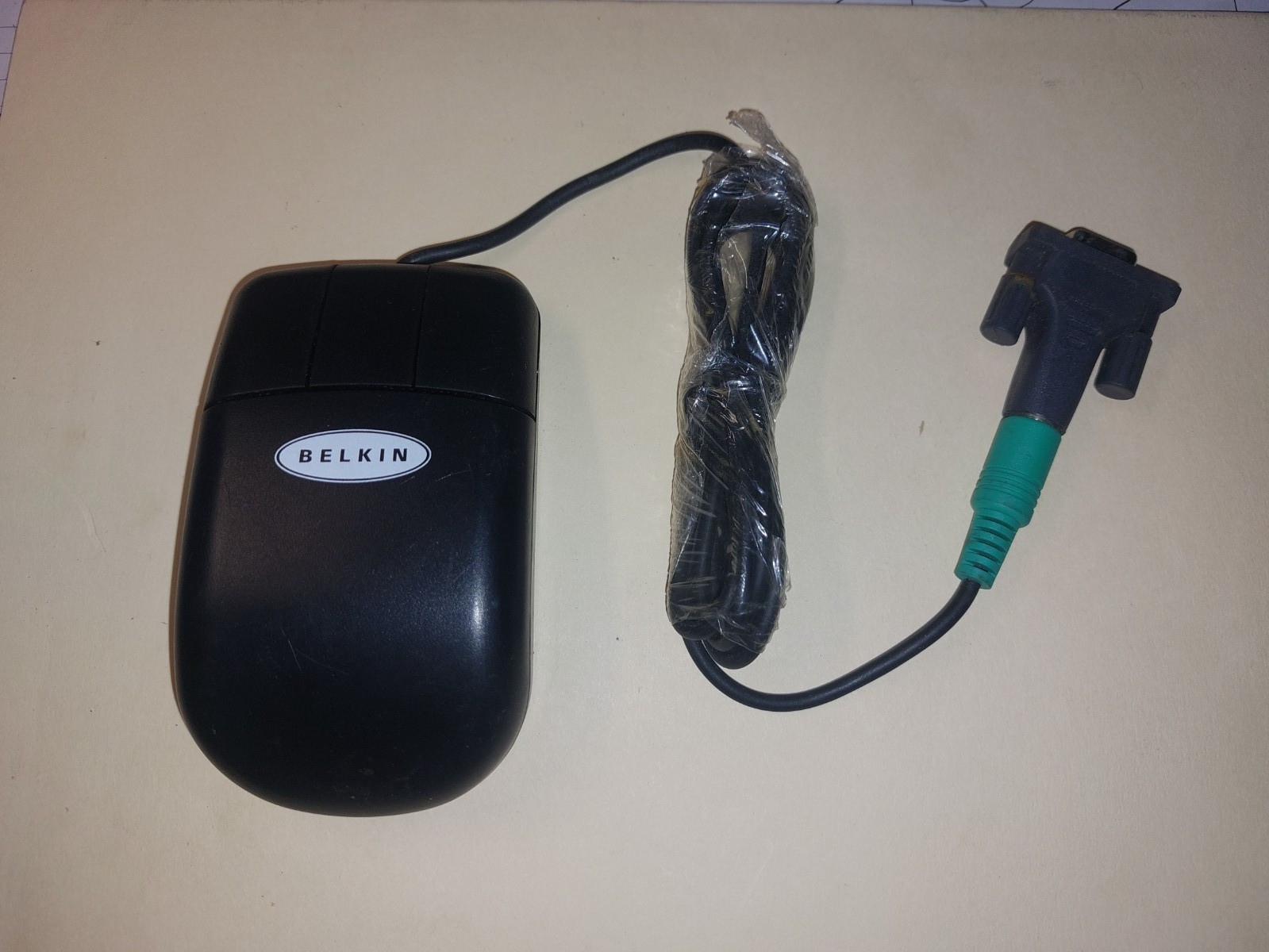 VINTAGE BELKIN 3-Button PS/2 & MS Classic Mouse F8E201-BLK SERIAL ADAPTER