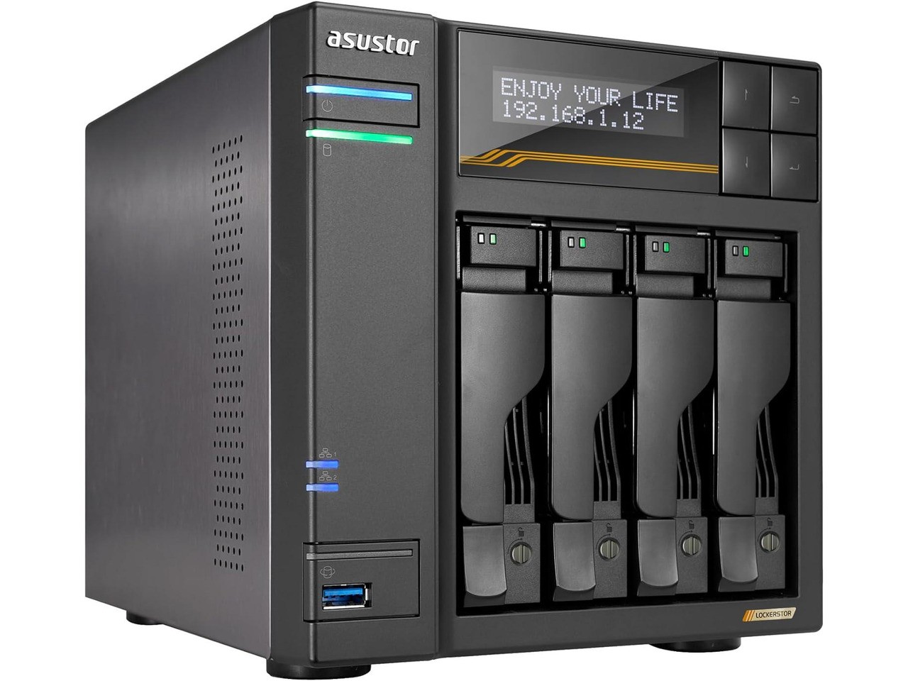 Asustor Lockerstor 4 Gen3 AS6804T 4 Bay NAS, Quad-Core 2.3GHz CPU, Dual USB 4