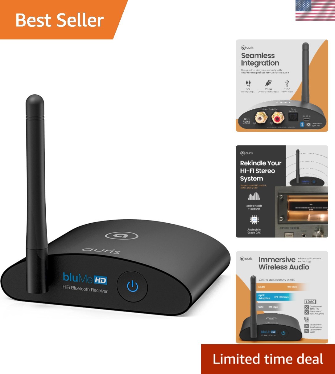 Blume HD Bluetooth 5.3 Hi-Fi Music Receiver - Long Range Audiophile DAC Upgrade