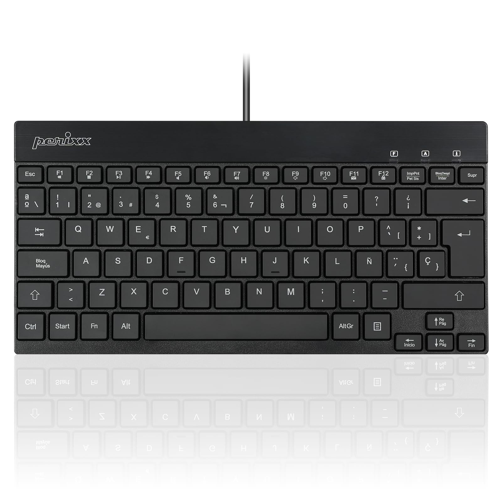 PERIBOARD-326ES Mini Teclado USB retroiluminado con teclas Corto QWERTY